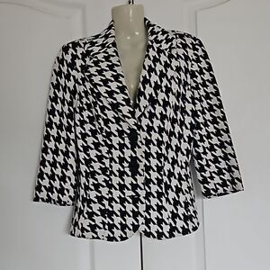Le Chateau Women's Houndstooth Blazer XXS Black & White